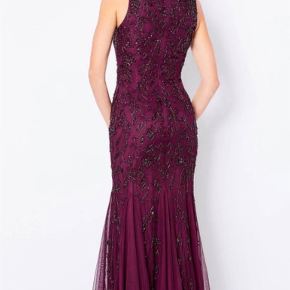 Cameron Blake Purple Beaded Evening A-Line Gown Sz 12 - Picture 8 of 10